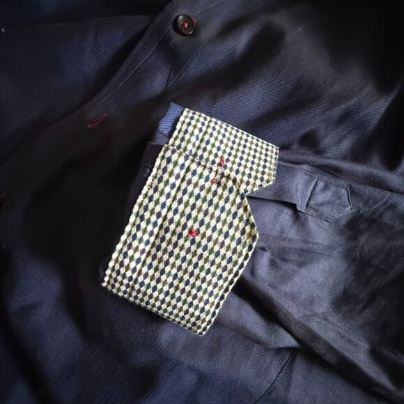 Jared Lang Men's Navy Dress Shirt with Contrast Trim - Picture 4 of 7